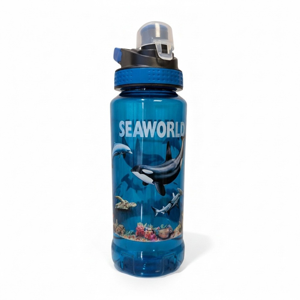 Sea World 2011 Cool Gear Water Bottle Busch Gardens Florida Blue BPA Free EUC